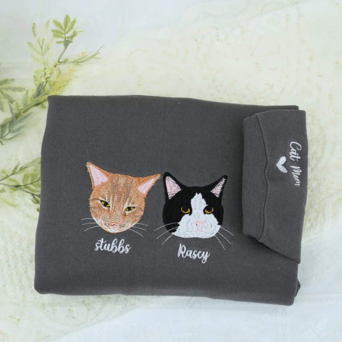 Pet Memorial Custom Hoodies - Cat Angel Wings Embroidered Sweatshirts - Rainbow Bridge Tribute Gift - Image 6