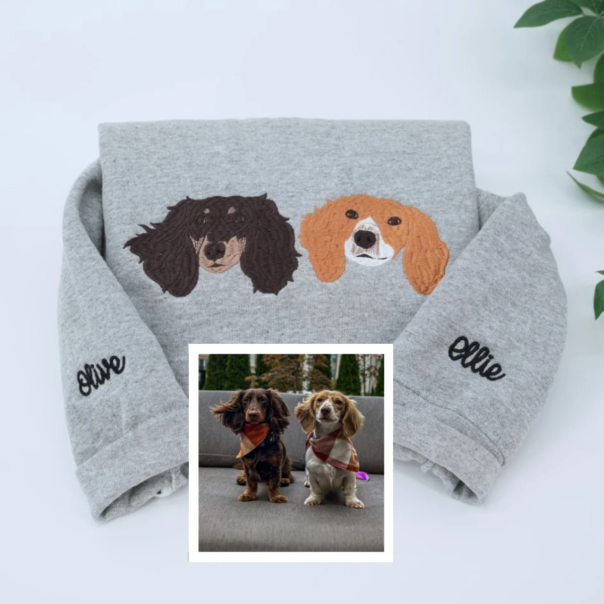 Pet Memorial Custom Hoodies - Dog Angel Halos Embroidered Sweatshirts - Rainbow Bridge Tribute Gift - Image 3