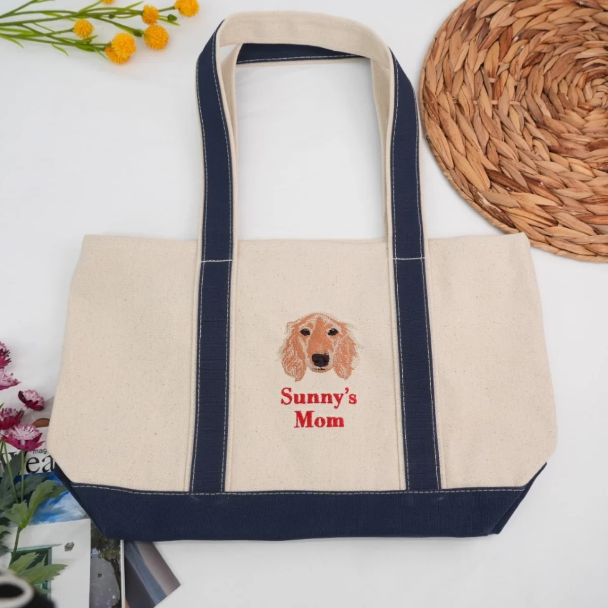 Pet Portrait Custom Tote Bags - Dog Face Embroidered Canvas Bag - Personalized Pet Memorial Gift - Image 3