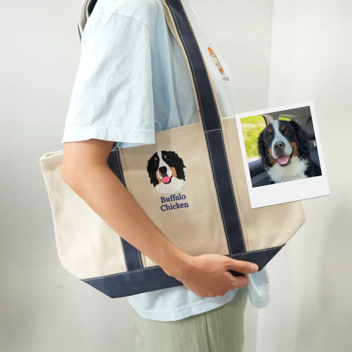 Pet Portrait Custom Tote Bags - Dog Face Embroidered Canvas Bag - Personalized Pet Memorial Gift - Image 4