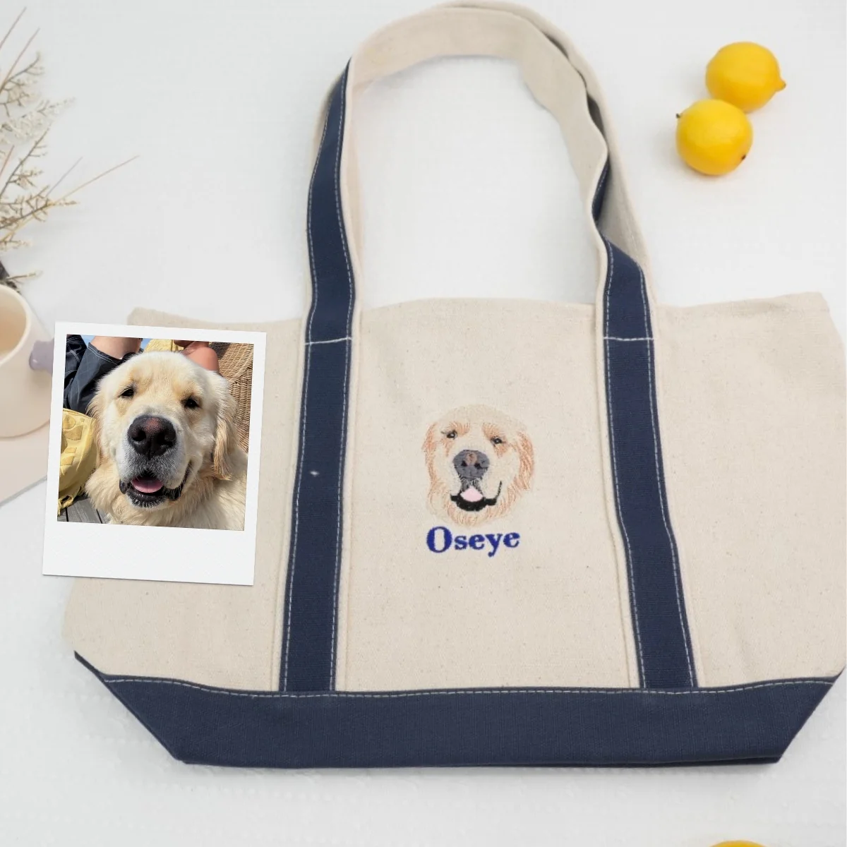 Pet Portrait Custom Tote Bags - Dog Face Embroidered Canvas Bag - Personalized Pet Memorial Gift - Image 5