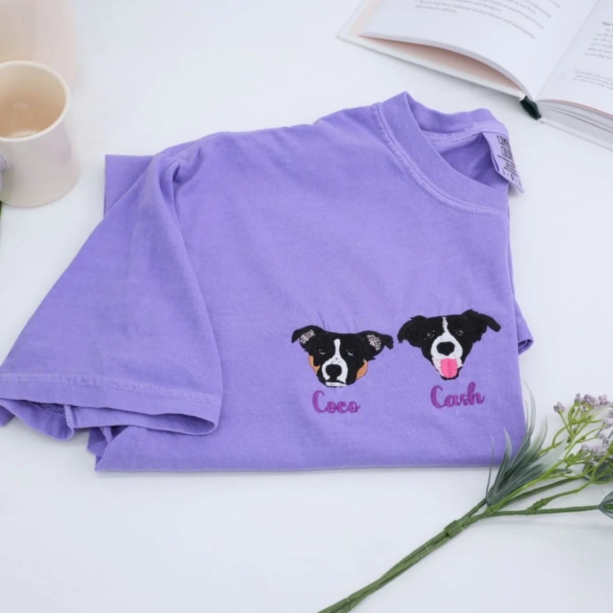 Pet Portrait Custom T-Shirts - Dog Face Embroidered Shirts - Personalized Pet Memorial - Image 4