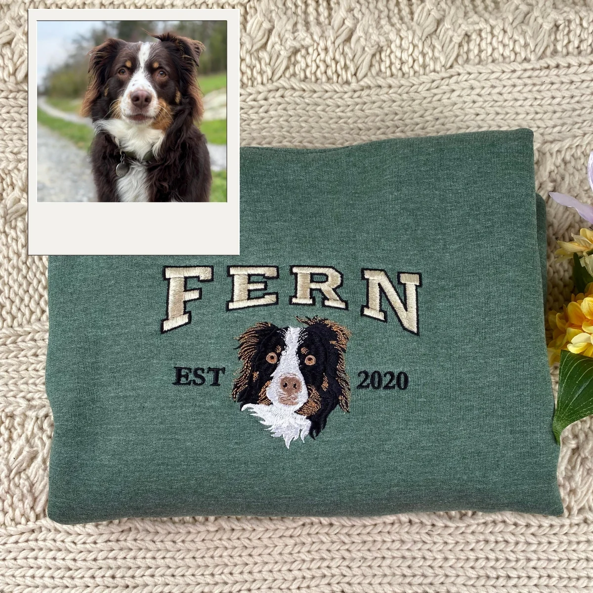 Pet Portrait Varsity Hoodies - Custom Dog Face Embroidered Sweatshirts - Dog Parent Apparel Gift - Image 4