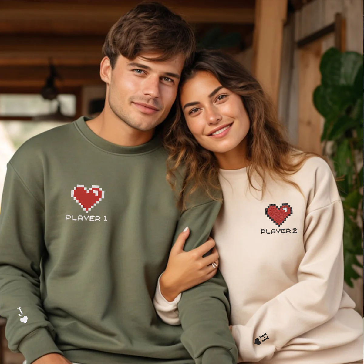 Personalized Player 1 Player 2 Embroidered Matching Hoodies - Image 3