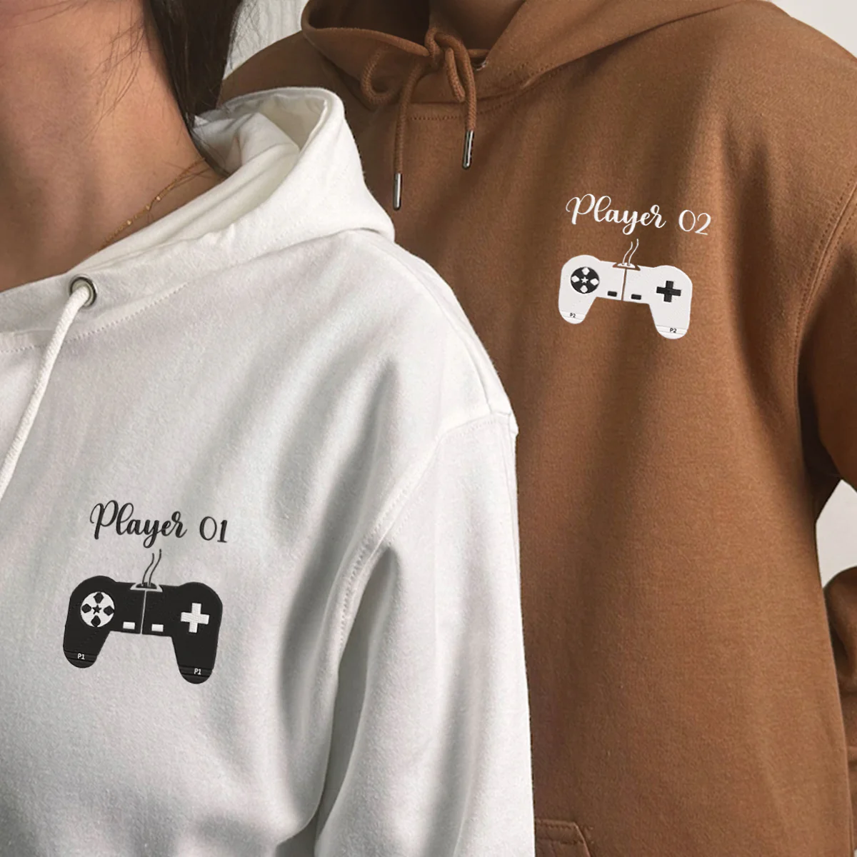 Personalized Player 1 Player 2 Embroidered Matching Hoodies - Image 4