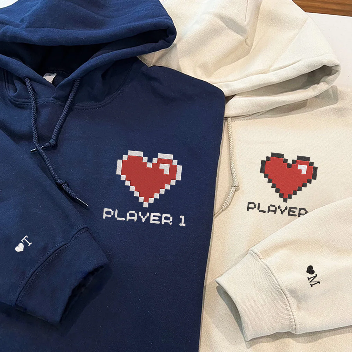 Personalized Player 1 Player 2 Embroidered Matching Hoodies - Image 6
