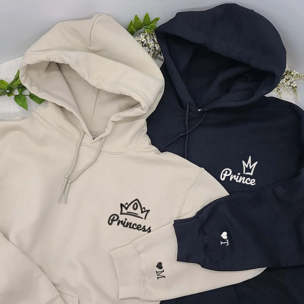 Princess x Prince Custom Embroidered Matching Hoodies For Couples - Image 2