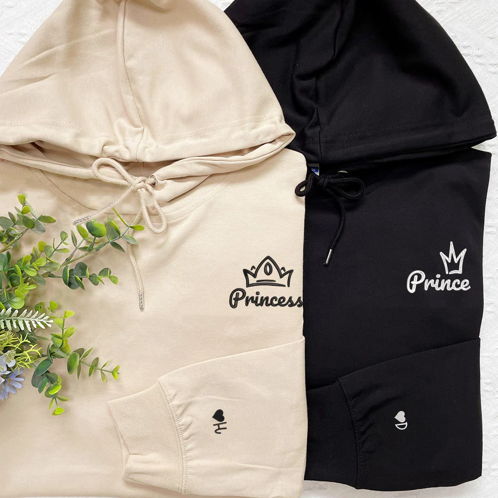Princess x Prince Custom Embroidered Matching Hoodies For Couples - Image 3