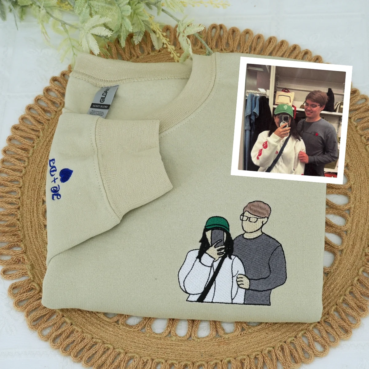 Proposal Memory Hoodies - Engagement Photo Embroidered He Asked She Said Yes Sweatshirts - Image 2