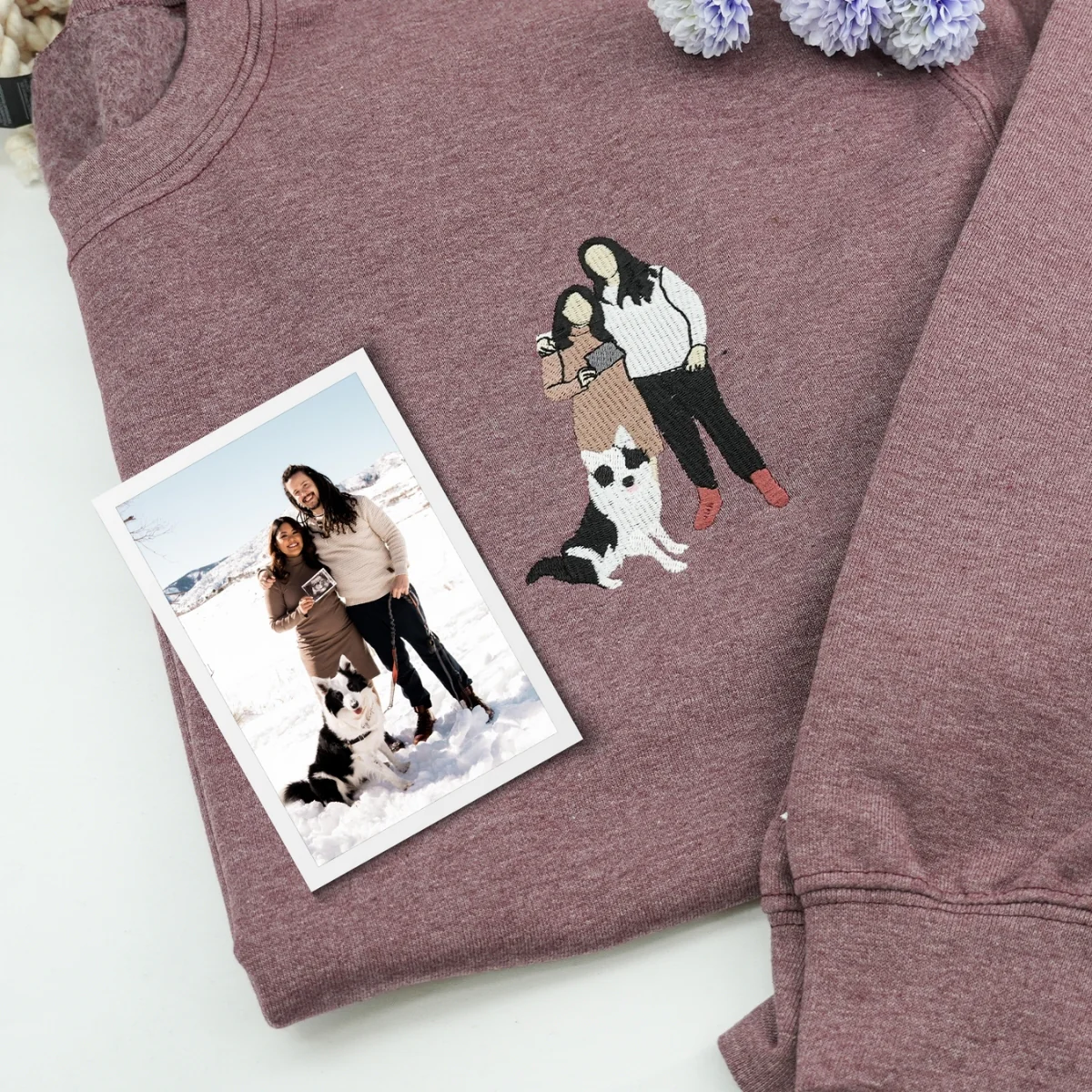 Proposal Memory Hoodies - Engagement Photo Embroidered He Asked She Said Yes Sweatshirts - Image 4