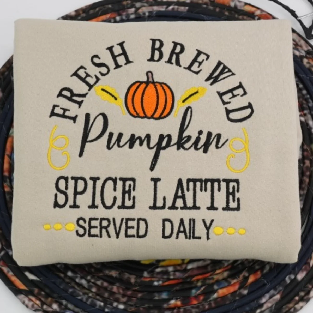 Pumpkin Spice Latte Halloween Hoodies - Fresh Brewed Fall Embroidered Sweatshirts - Image 3