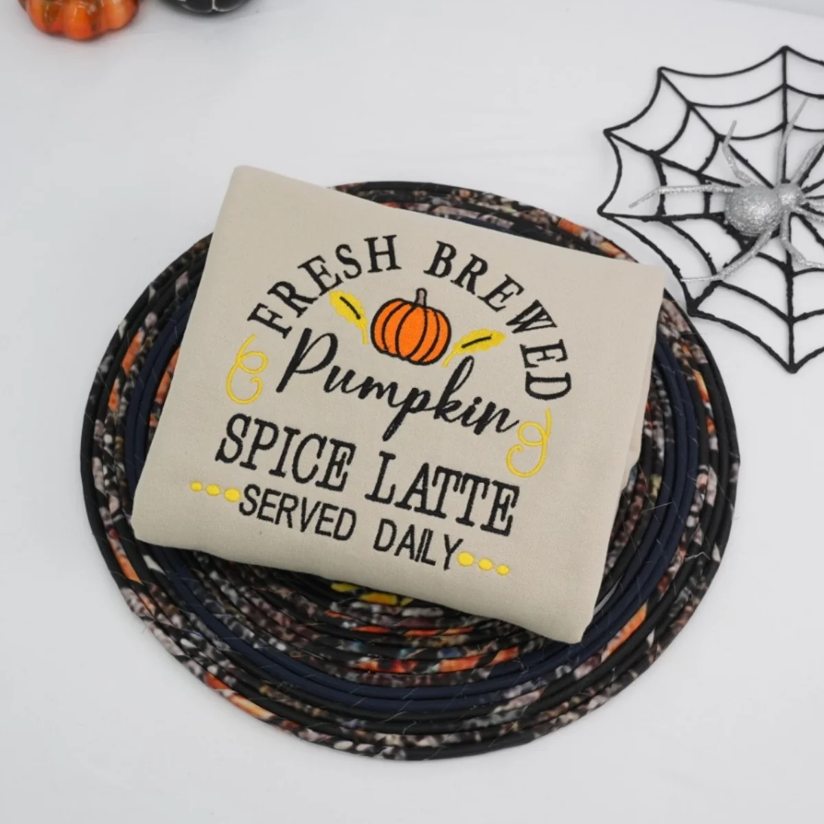 Pumpkin Spice Latte Halloween Hoodies - Fresh Brewed Fall Embroidered Sweatshirts - Image 4