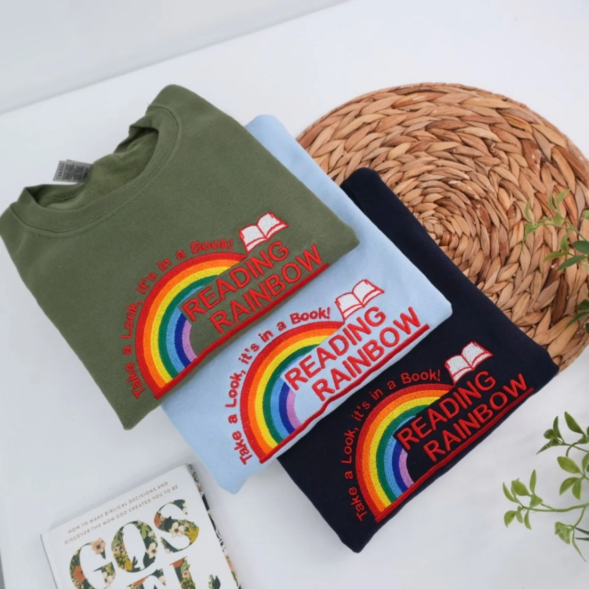 Reading Rainbow Custom Sweatshirt - Book Lover Embroidered Apparel - Teacher Librarian Gift - Image 2