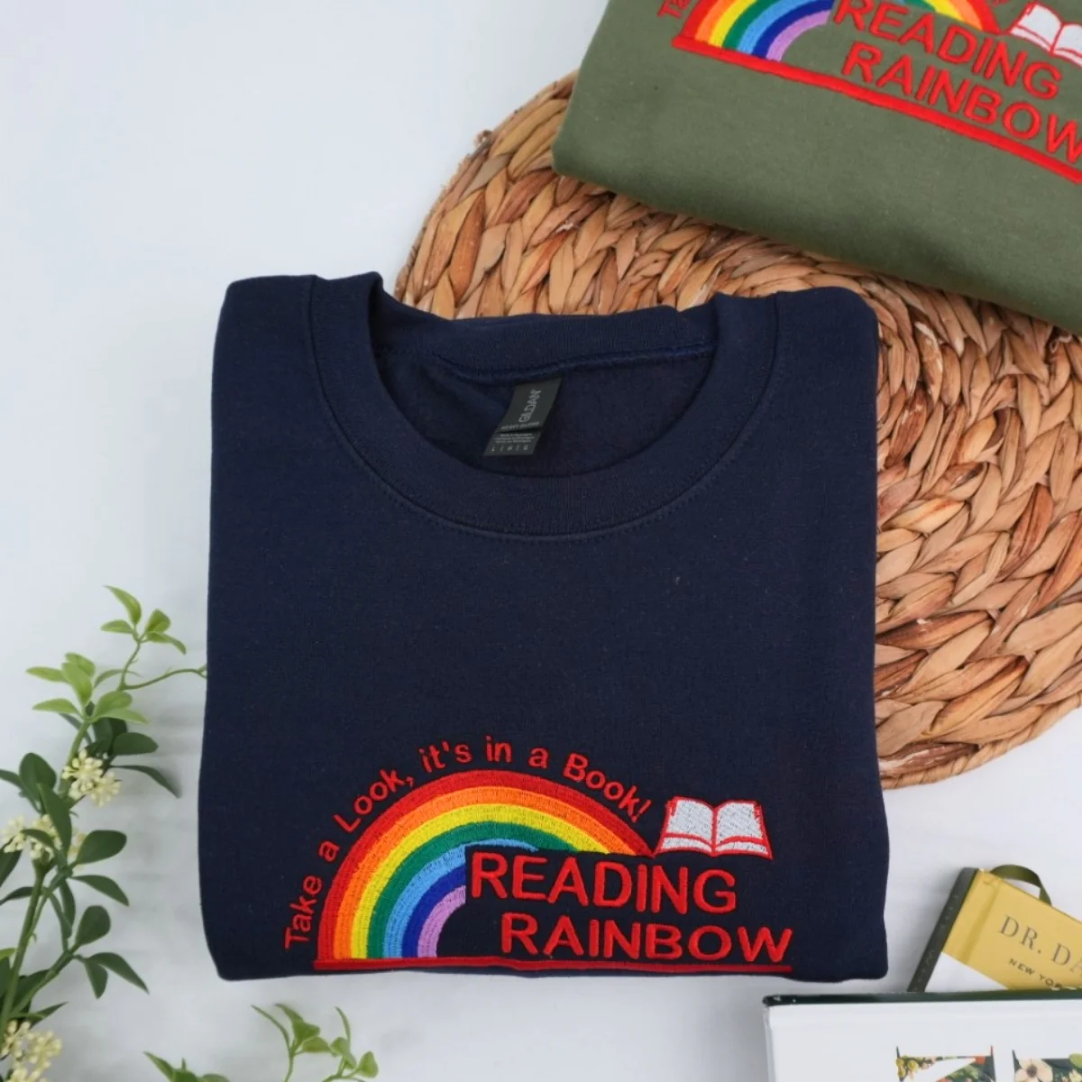 Reading Rainbow Custom Sweatshirt - Book Lover Embroidered Apparel - Teacher Librarian Gift - Image 3
