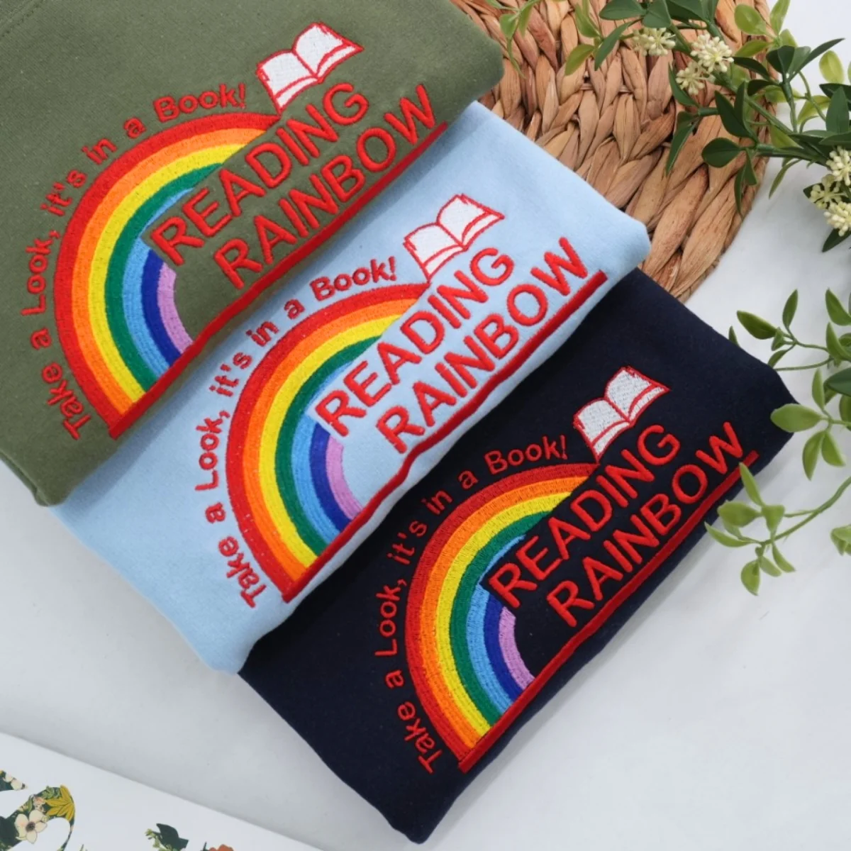 Reading Rainbow Custom Sweatshirt - Book Lover Embroidered Apparel - Teacher Librarian Gift - Image 4