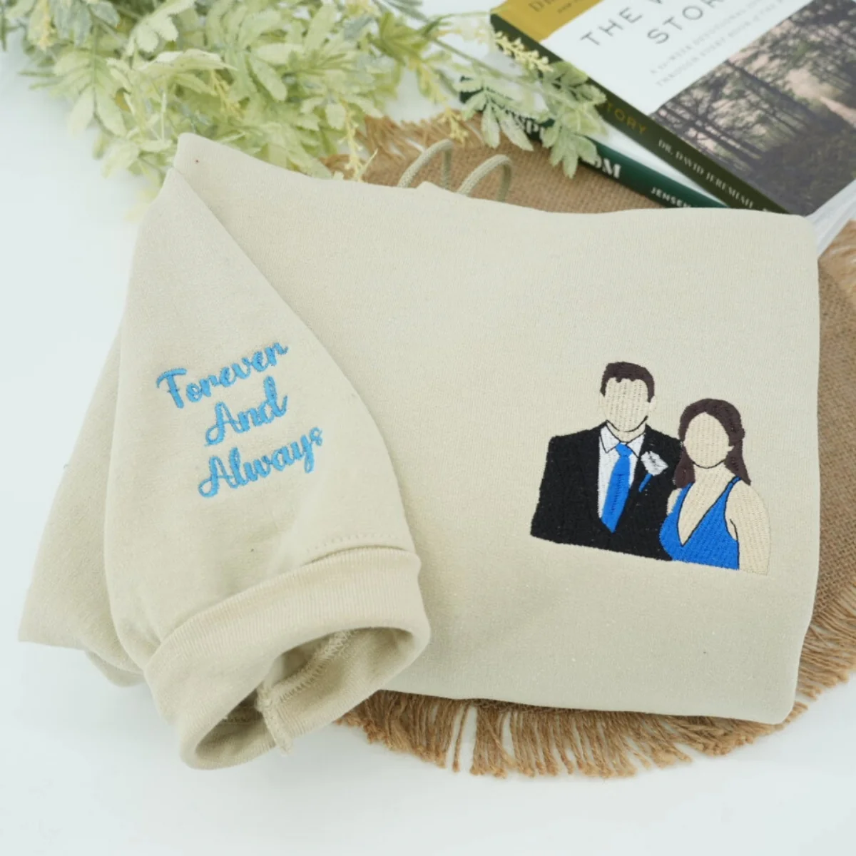 Custom Roman Numeral Portrait Hoodies - Anniversary Date Embroidered Sweatshirts - Couples Gift - Image 5