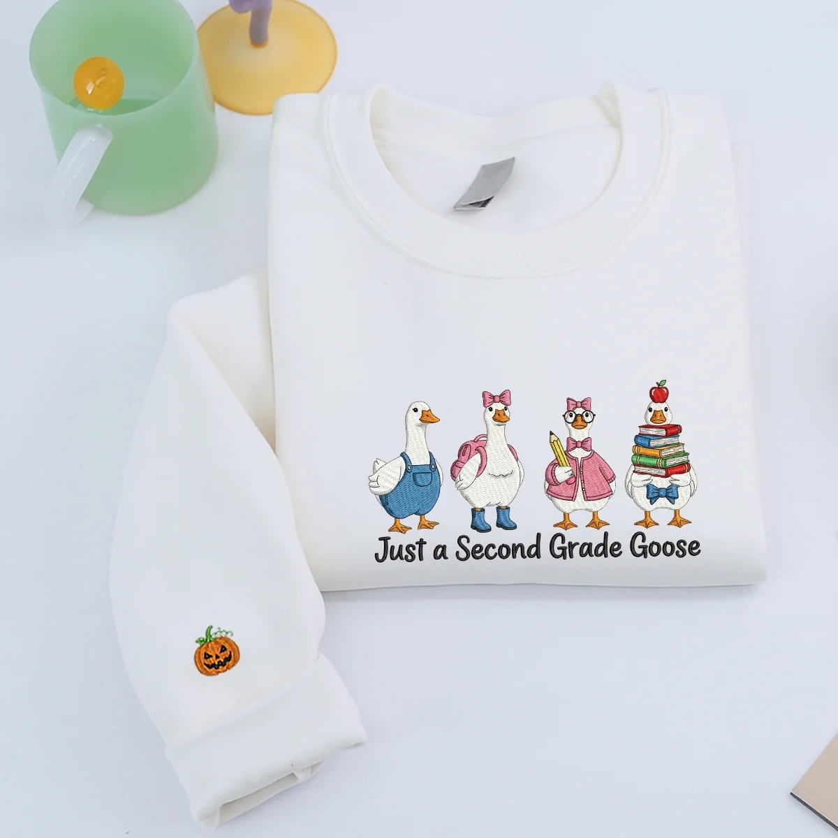 Second Grade Teacher Custom Hoodies - Just a Goose Embroidered Sweatshirts - Perfect Teacher Appreciation Gift - Image 3