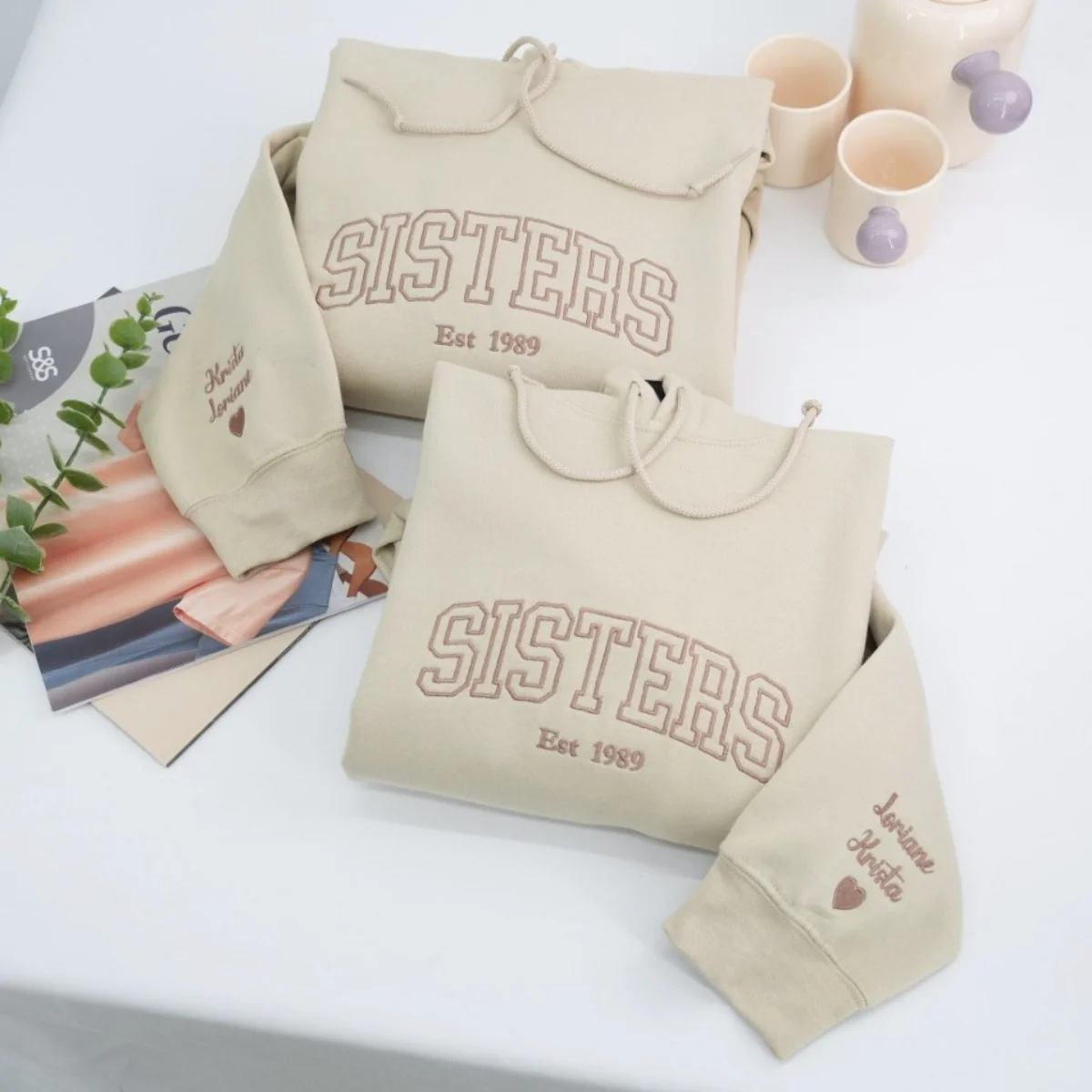 Sisters Custom Hoodie - Varsity Style Sister Embroidered Sweatshirt - Perfect Sister Gift - Image 5