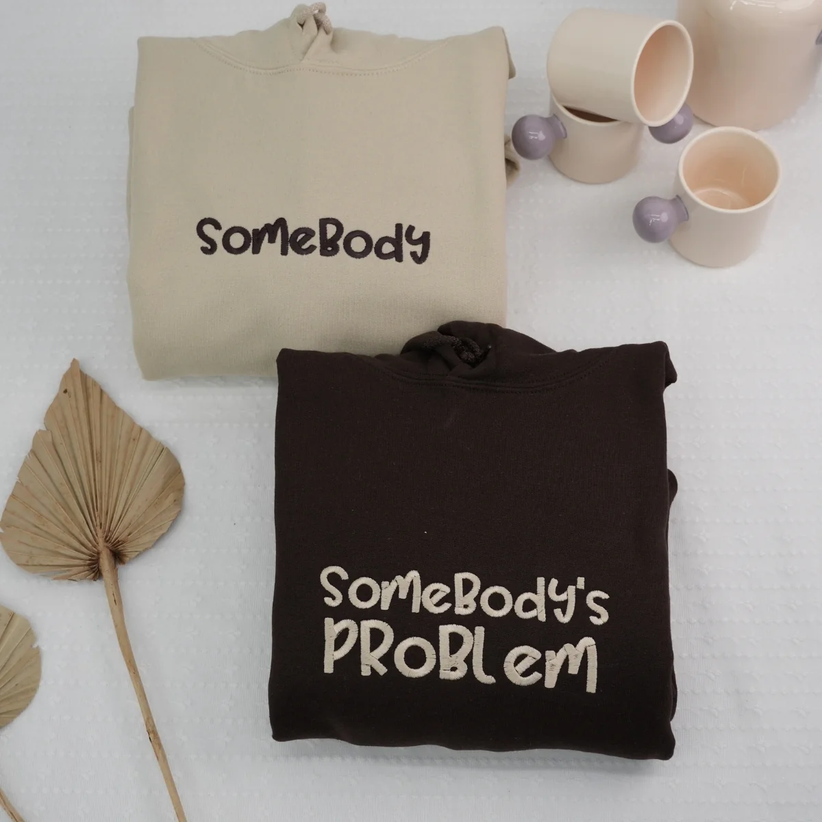 Somebody Somebody's Problem Couples Custom Embroidered Matching Hoodies For Couples - Image 2
