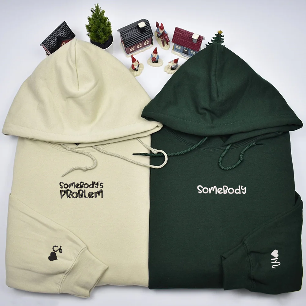 Somebody Somebody's Problem Couples Custom Embroidered Matching Hoodies For Couples - Image 5