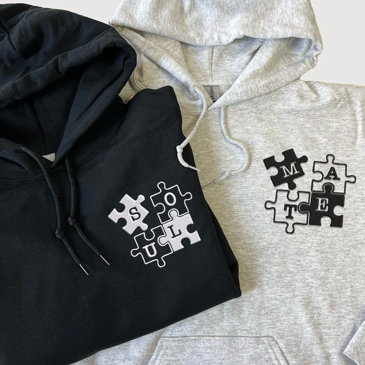 Soul Mate Couples' Hoodies, Custom Matching Embroidered Set - Image 4
