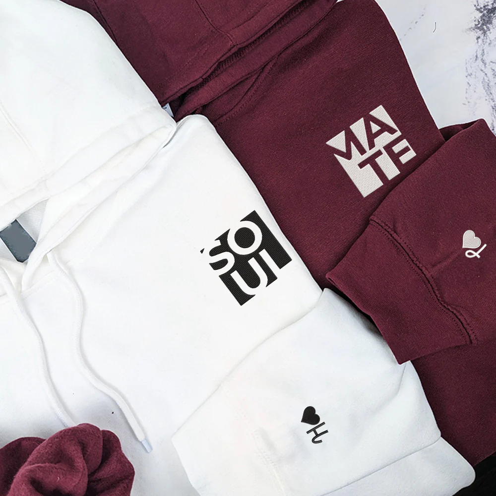 Soul Mate Matching Custom Embroidered Matching Hoodies For Couples