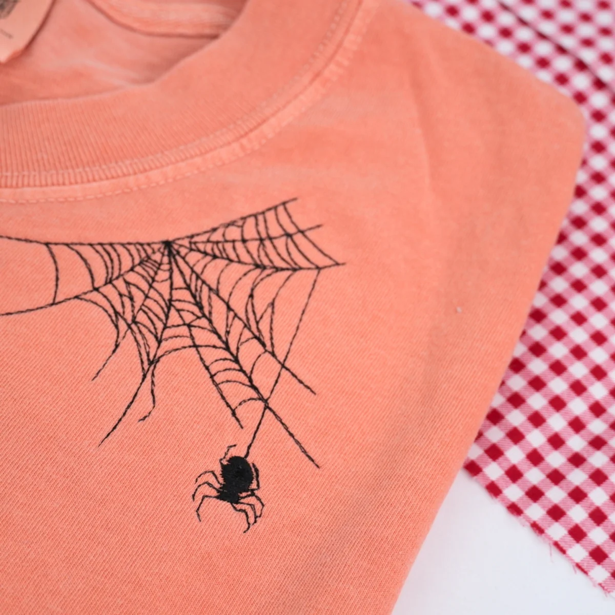 Spider Web Halloween T-Shirts - Custom Embroidered Spooky Tees - Perfect Halloween Gift - Image 2