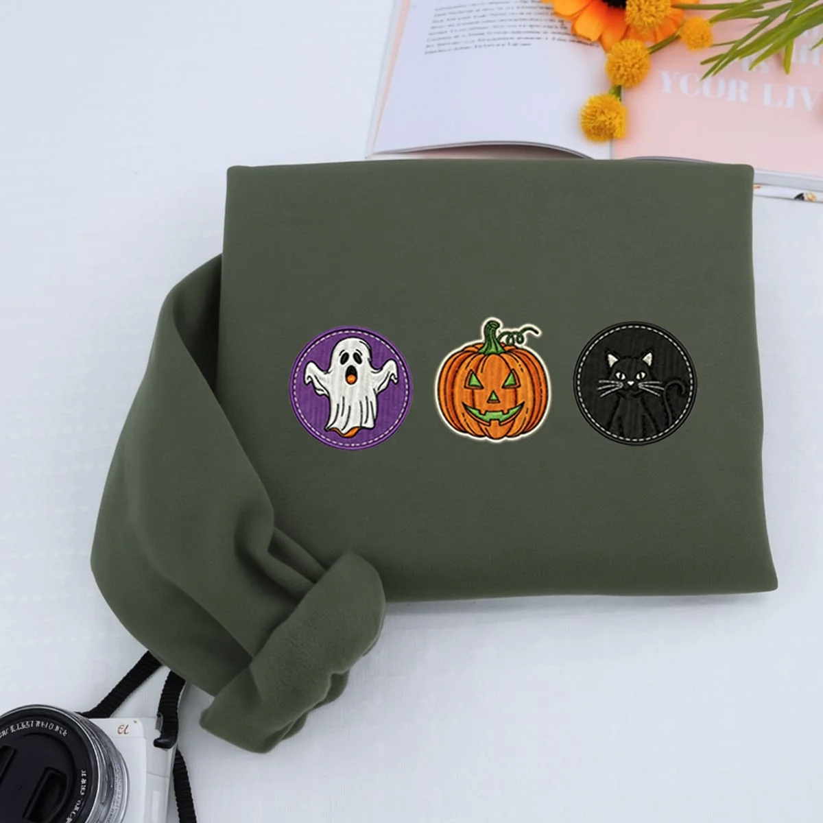 Spooky Cookie Custom Hoodies - Halloween Embroidered Cute Sweatshirts - Perfect Spooky Season Gift - Image 2