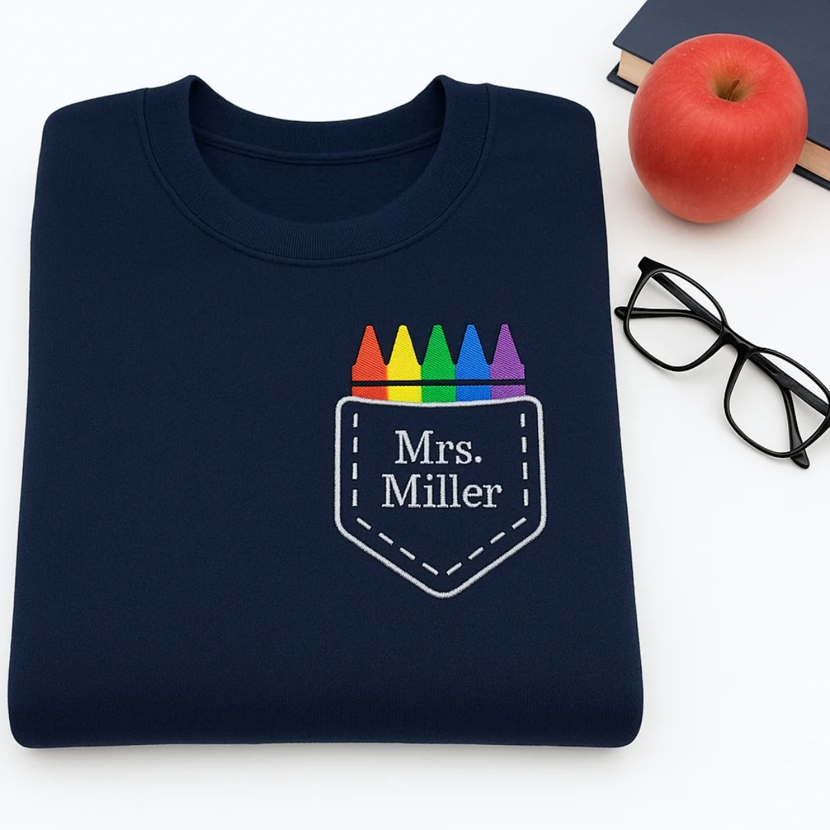 Teacher Custom Hoodies - Personalized Crayon Pocket Embroidered Sweatshirts - Perfect Back to School Gift - Image 2