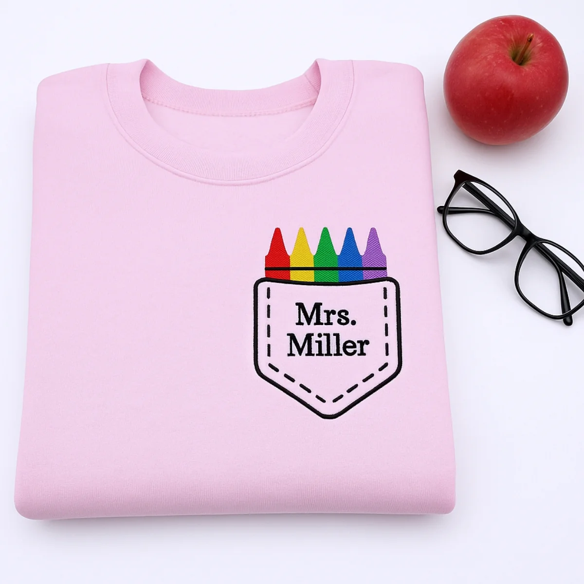 Teacher Custom Hoodies - Personalized Crayon Pocket Embroidered Sweatshirts - Perfect Back to School Gift - Image 3