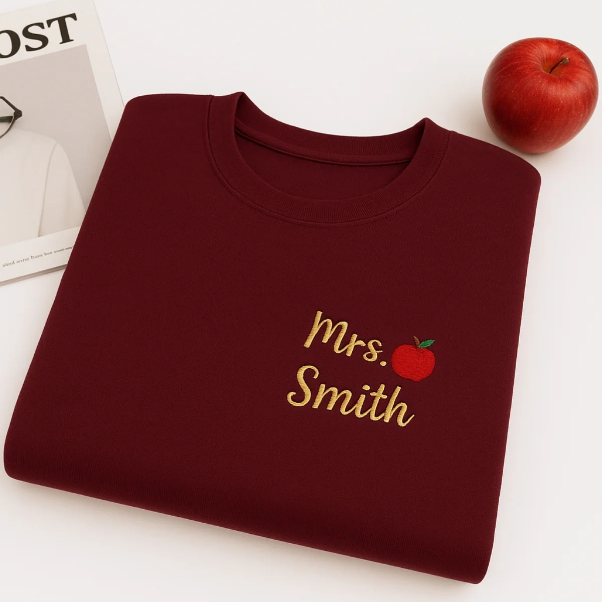 Teacher Custom Hoodies - Personalized Mrs Apple Embroidered Sweatshirts - Perfect Teacher Appreciation Gift - Image 4