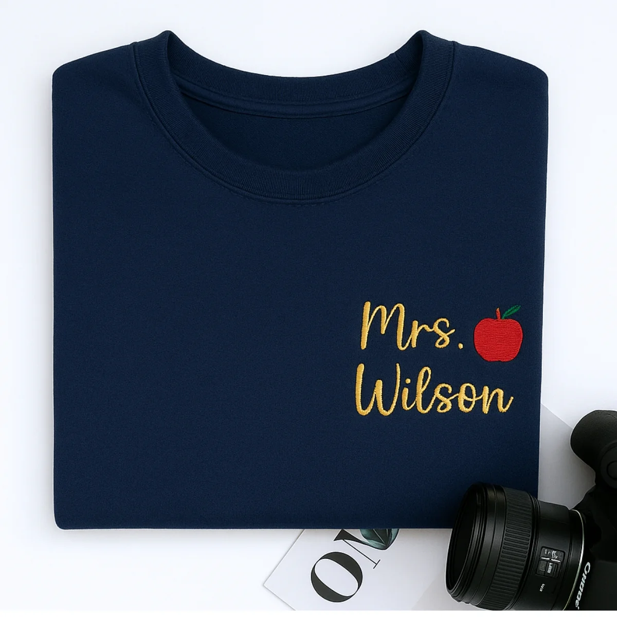 Teacher Custom Hoodies - Personalized Mrs Name Apple Embroidered Sweatshirts - Perfect Teacher Appreciation Gift - Image 2