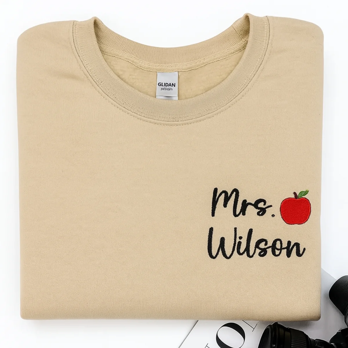 Teacher Custom Hoodies - Personalized Mrs Name Apple Embroidered Sweatshirts - Perfect Teacher Appreciation Gift - Image 3