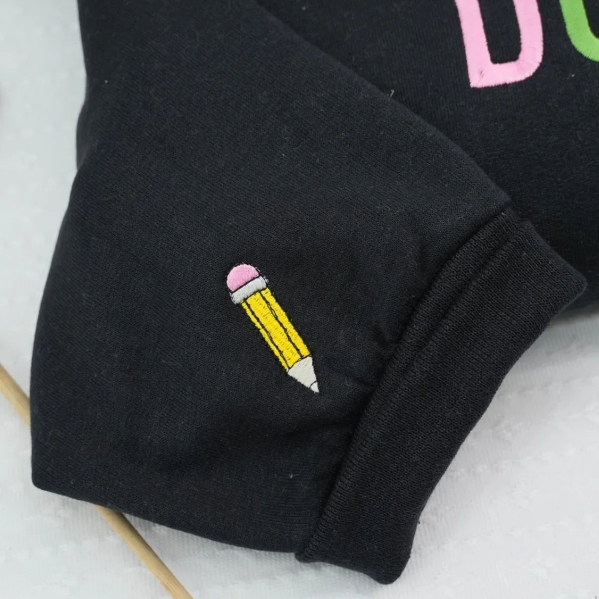Teacher Custom Quarter Zip Hoodie - Personalized Mrs Name Embroidered - Apple Pencil Educator Gift - Image 2