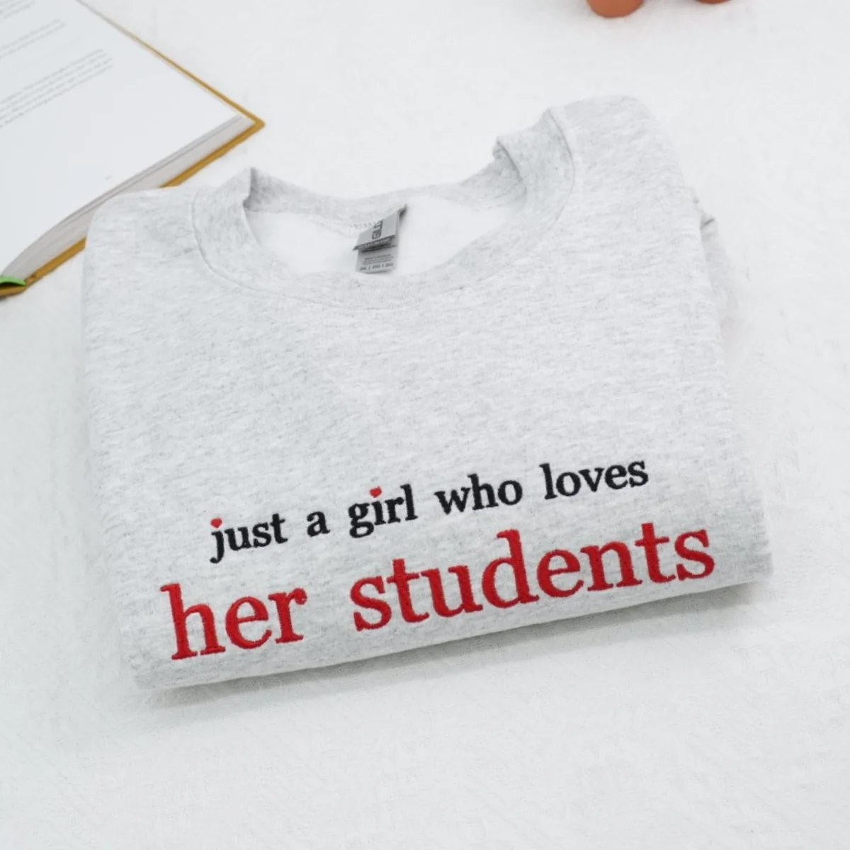 Teacher Custom Hoodies - Just a Girl Who Loves Her Students Embroidered Sweatshirt - Perfect Teacher Gift - Image 4