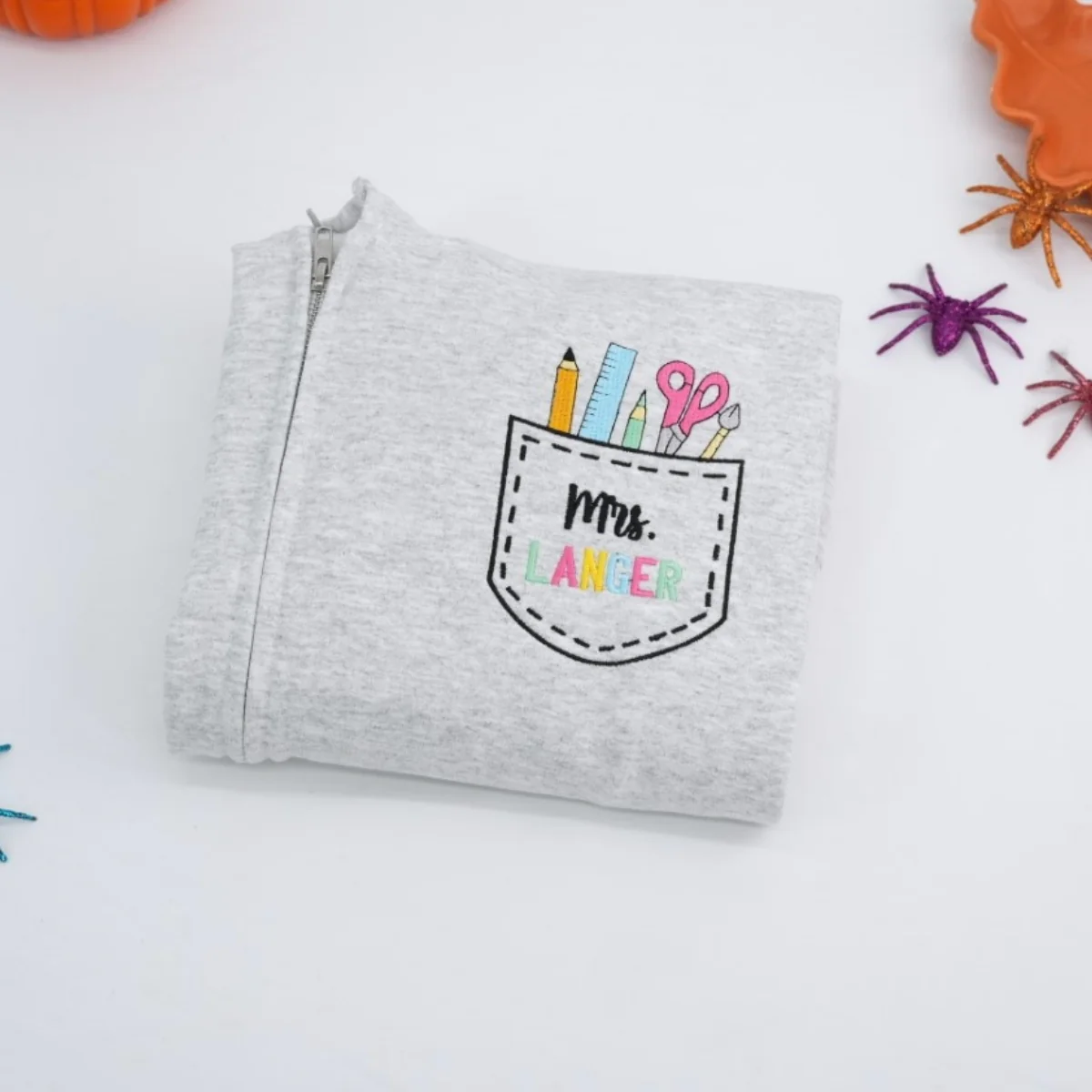 Teacher Pocket Quarter Zip Hoodies - Personalized Educator Embroidered Apparel - Perfect Teacher Gift - Image 2
