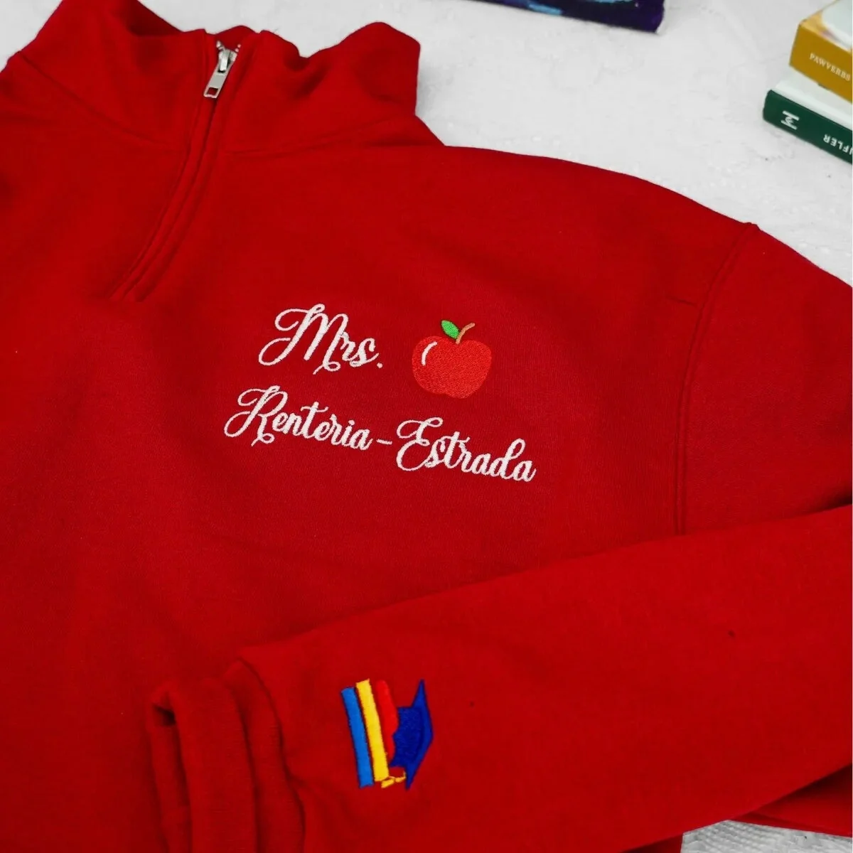 Teacher Quarter Zip Sweatshirt - Custom Embroidered Name & Icon Gift - Personalized Educator Crewneck Hoodie - Image 5