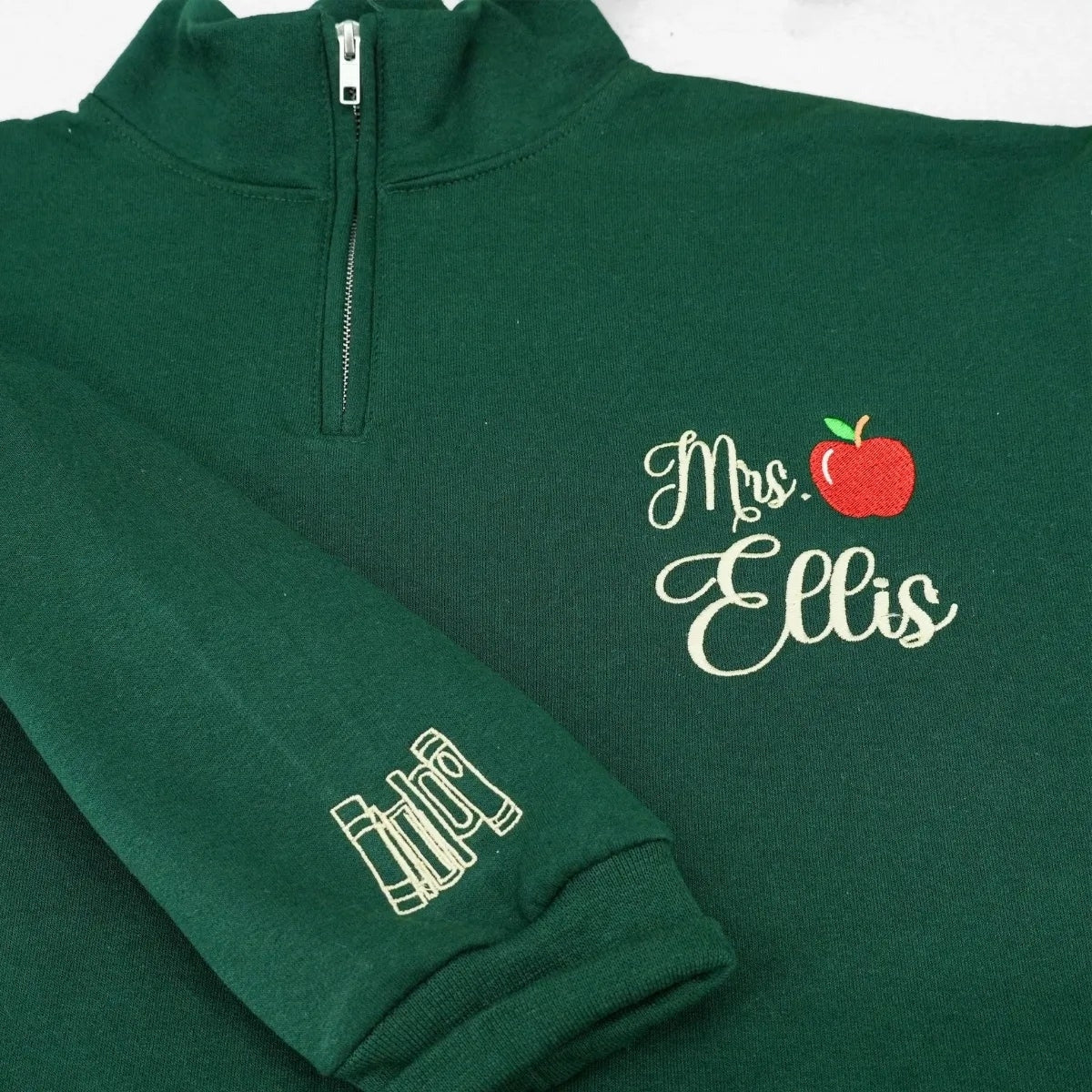 Teacher Quarter Zip Sweatshirt - Custom Embroidered Name & Icon Gift - Personalized Educator Crewneck Hoodie - Image 6