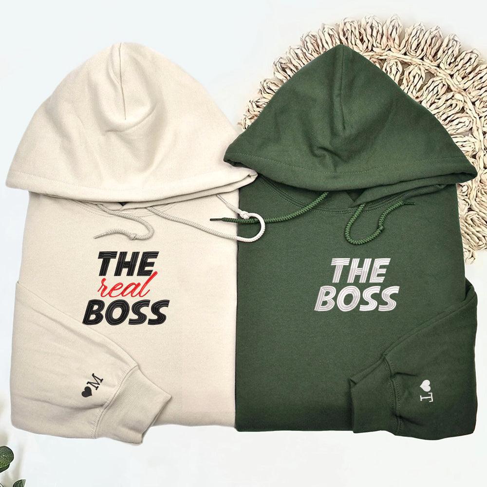 The Boss x The Real Boss Custom Embroidered Matching Hoodies For Couples - Image 3