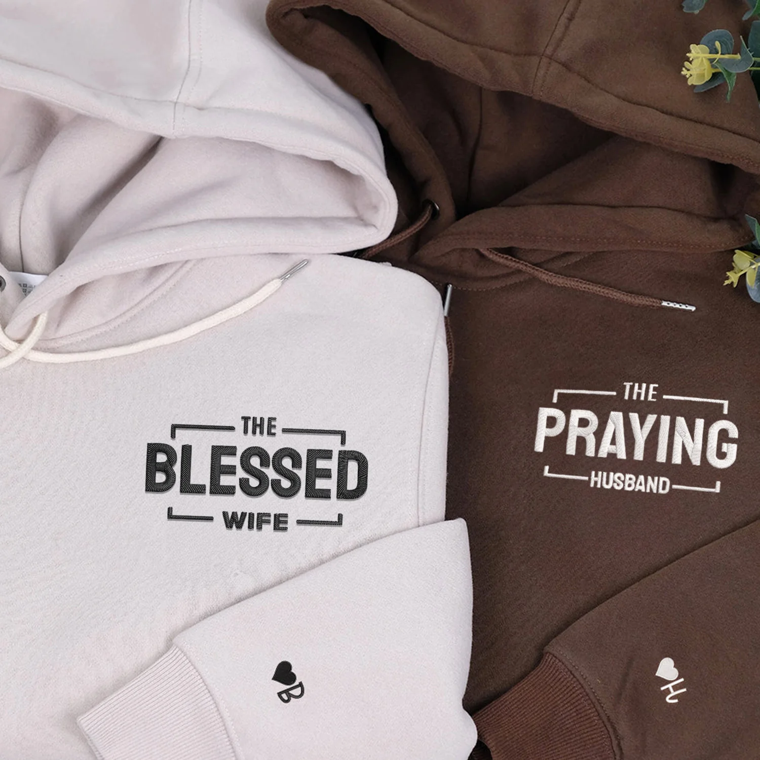 Custom The Praying Husband Embroidered Couples Hoodie Matching - Image 6