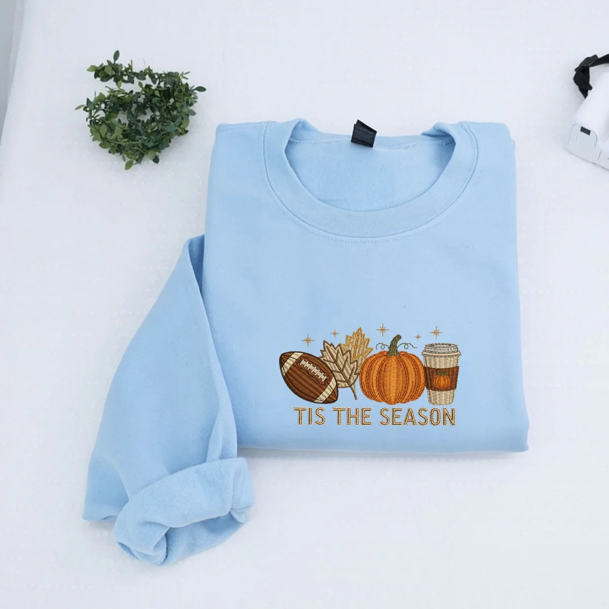 Tis The Season Fall Hoodies - Football Pumpkin Spice Embroidered Sweatshirts - Perfect Autumn Gift - Image 2