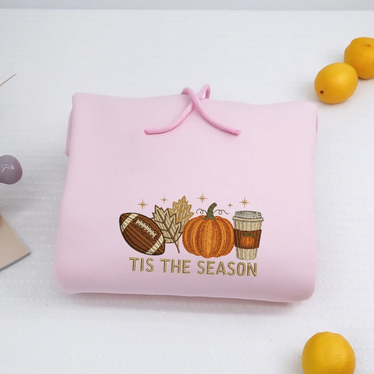 Tis The Season Fall Hoodies - Football Pumpkin Spice Embroidered Sweatshirts - Perfect Autumn Gift - Image 7