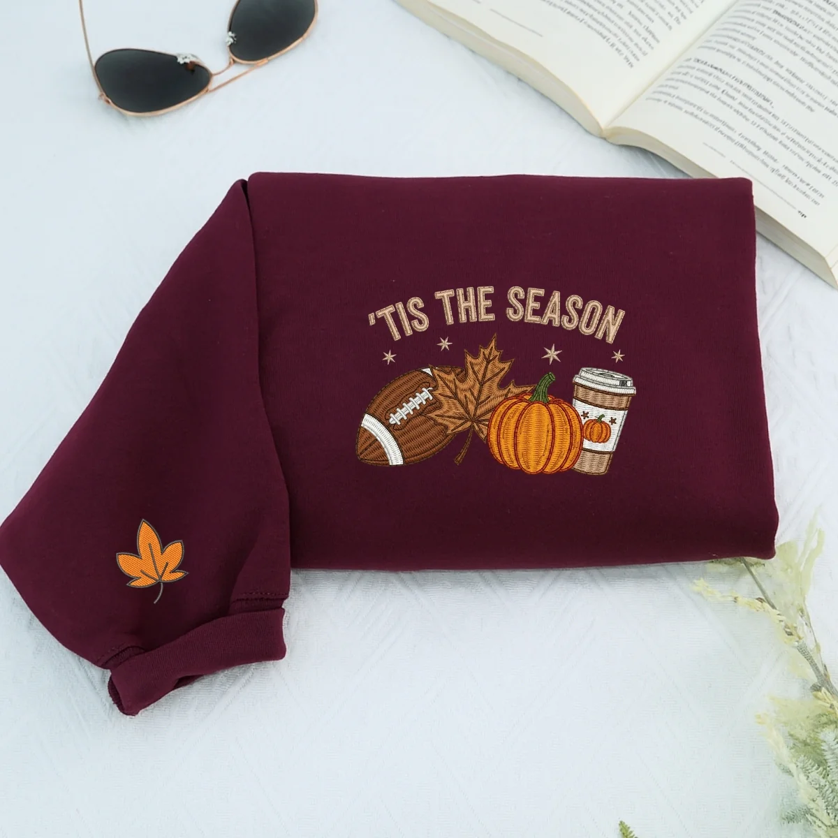 Tis The Season Fall Sweatshirt - Autumn Embroidered Hoodie - Perfect Halloween Gift - Image 3
