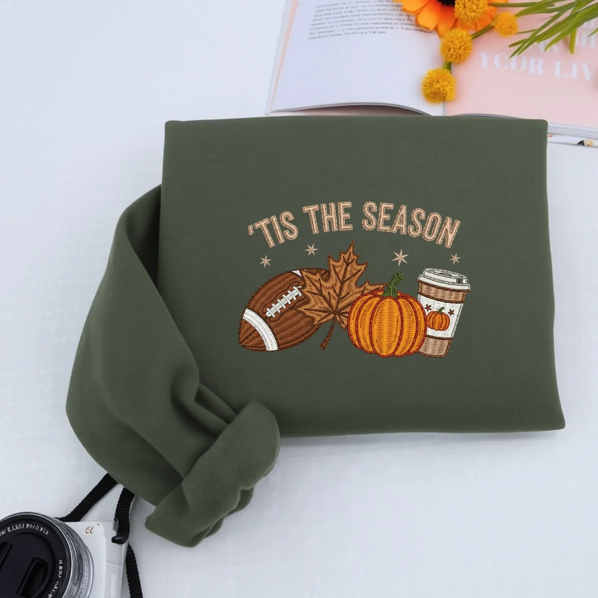 Tis The Season Fall Sweatshirt - Autumn Embroidered Hoodie - Perfect Halloween Gift - Image 4