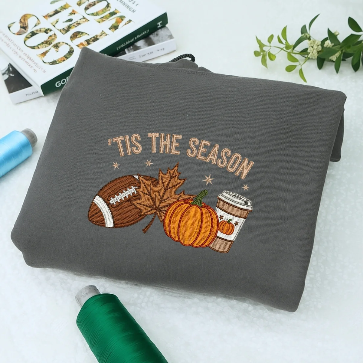 Tis The Season Fall Sweatshirt - Autumn Embroidered Hoodie - Perfect Halloween Gift - Image 6
