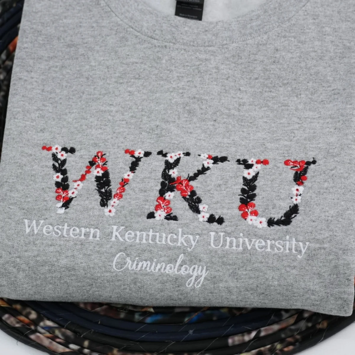 University Custom Sweatshirts - Floral Embroidered College Apparel - Perfect Student Alumni Gift - Image 2