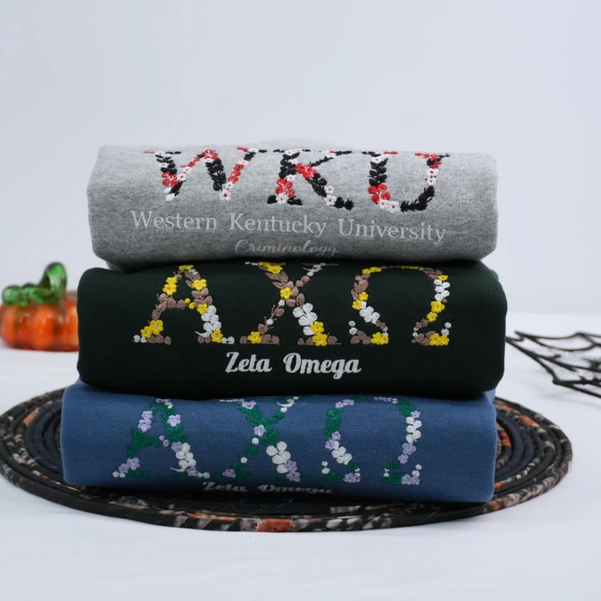 University Custom Sweatshirts - Floral Embroidered College Apparel - Perfect Student Alumni Gift - Image 7