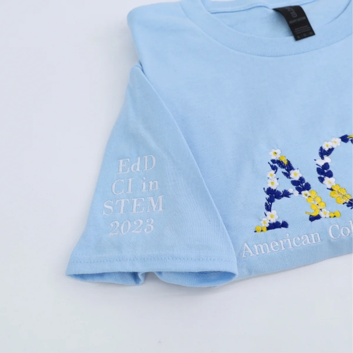 University Custom T-Shirts - Floral Letter Embroidered College Colors - School Spirit Student Gift - Image 3