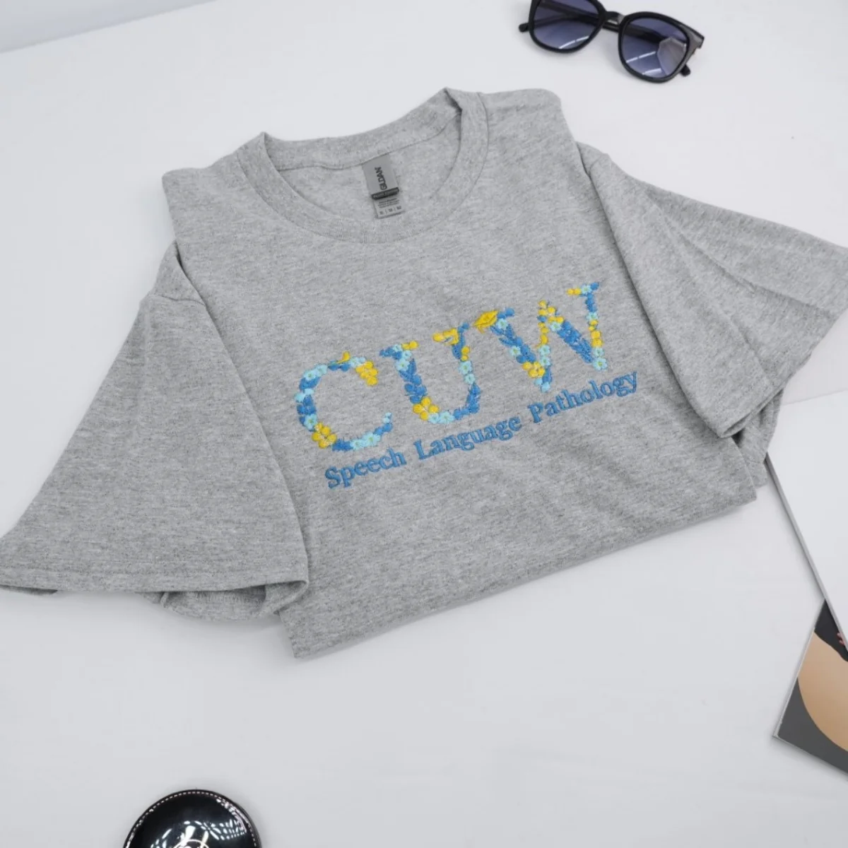 University Custom T-Shirts - Floral Letter Embroidered Design - College Student Professional Program Gift - Image 3