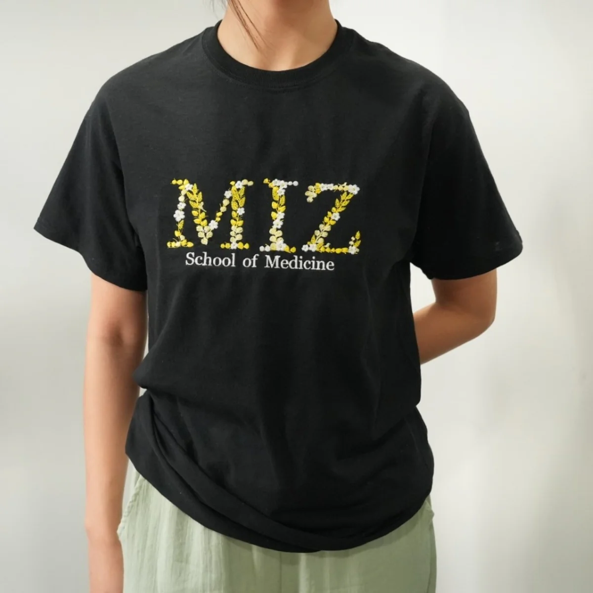 University Custom T-Shirts - Floral Letter Embroidered Design - College Student Professional Program Gift - Image 6